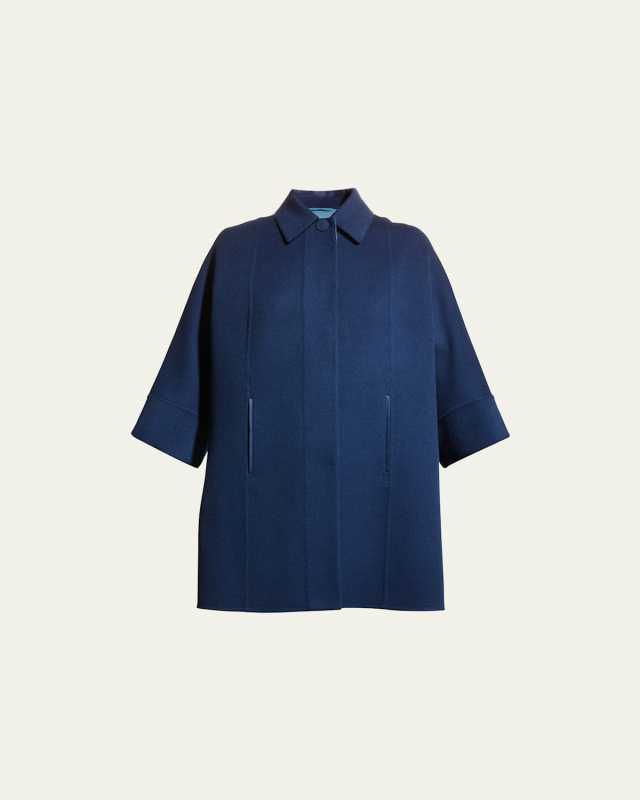 Upper East 3/4-Sleeve Cashmere Cape